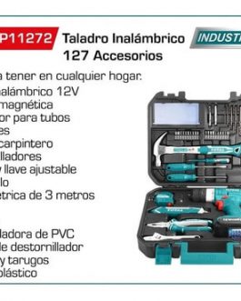 Taladro a Batería 12V Litio + 127 Accesorios TOTAL