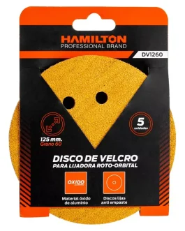 Disco de Lija Con Velcro 125mm Por 5 Unidades Grano 60 DV1260 HAMILTON