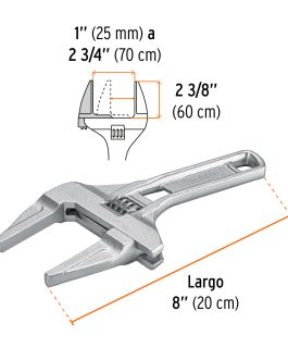 Llave Ajustable L=8″ Para Plomero TRUPER
