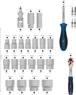 Juego Bocallaves 1/2″ Milimetrico 80 Piezas BOSCH
